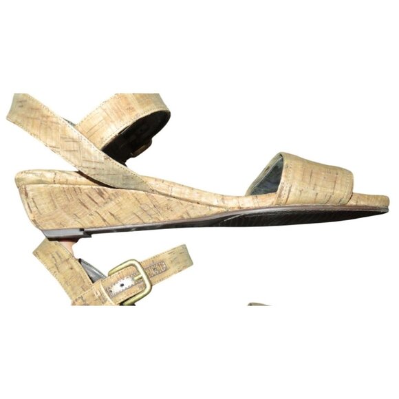 Stuart Weitzman St Barth Walnut Cork Leather Wedge Sandals size 8 MSRP $335 - Picture 5 of 9